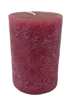 Preview: Stumpenkerze mit Mandala Gravur 7x10cm - 2 Farben -